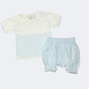 EUC Emile Et Rose blue and white stripe knit bloomer set size 6mo